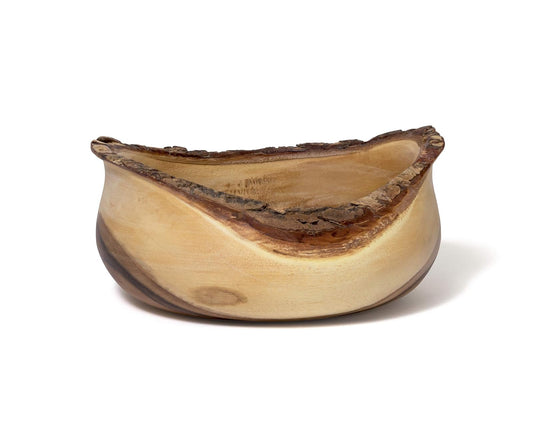 Lipper International 1094 ACACIA RUSTIC TULIP SERVING BOWL WITH BARK EDGE MED