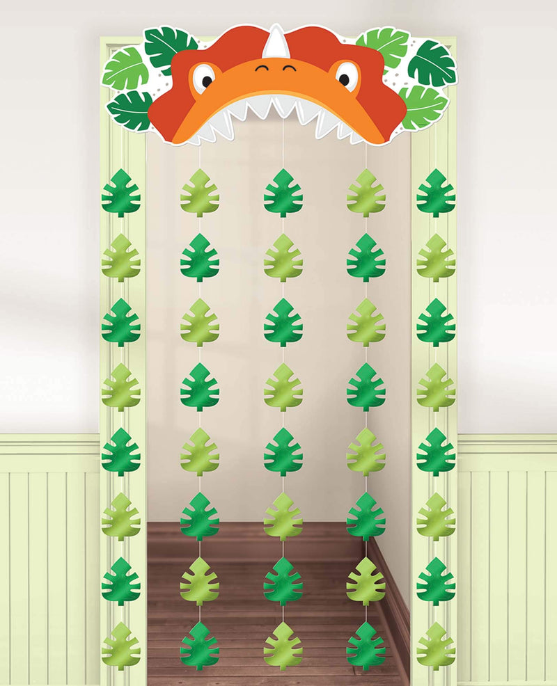 Adorable Multicolor Foil Dino-mite Door Curtain - 77&quot; x 39&quot; (1 Pc.) - Fun &amp; Festive Decoration, Perfect for Kids Events