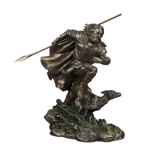 Unicorn Studio Veronese Design 9 Inch Tall Lugh Celtic God of Sun and Thunderstorms Together with His Hound Cold Cast Bronzed Resin Sculpture Collectible
