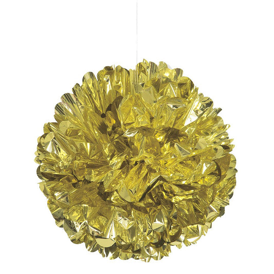 Unique Industries Unique Puff Tissue Paper Balls, Metallic Gold 16'', 1 Ct.