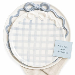 Mud Pie Dishware Plate, small 10 1/2" dia | large 13" dia, Light/Pastel Blue