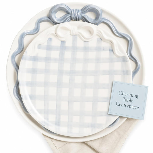 Mud Pie Dishware Plate, small 10 1/2" dia | large 13" dia, Light/Pastel Blue