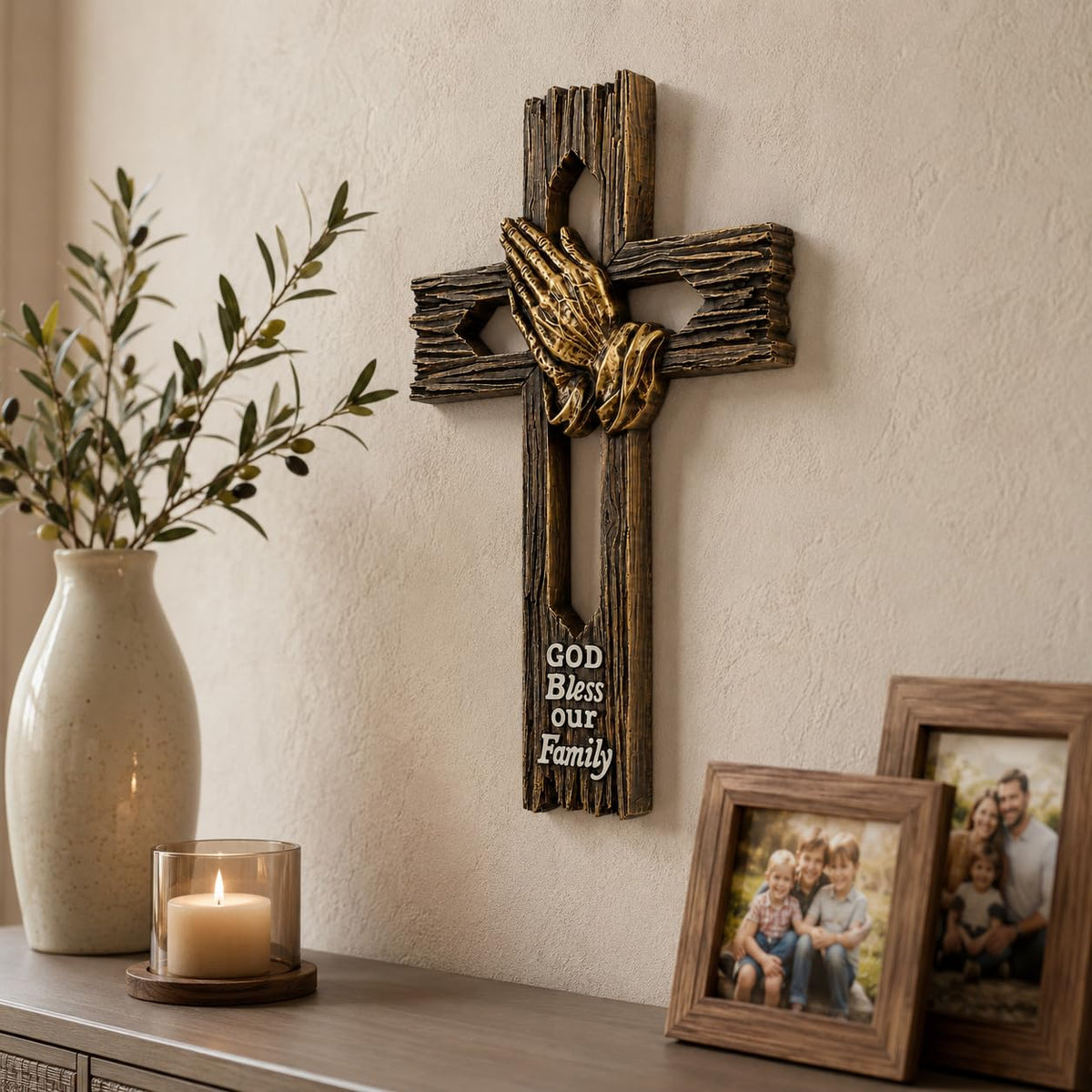 Comfy Hour Wall Art, 7.5"L x 1.1"W, Faux Wood Tone with Antique Bronze-Tone Deta