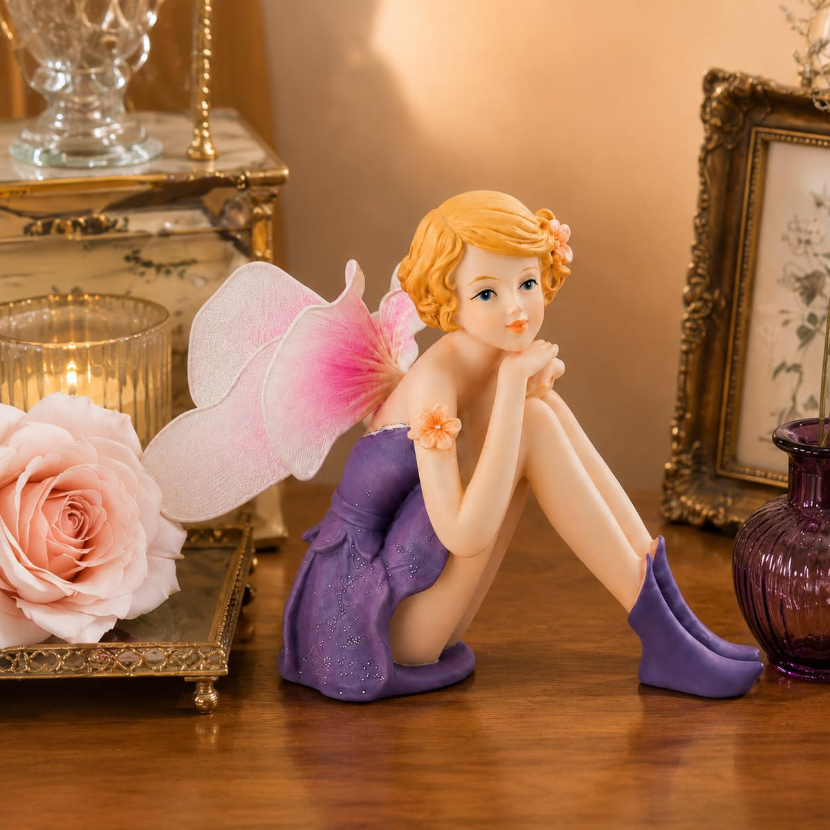 Comfy Hour Figurine, 3.8", Violet and Pink