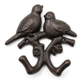 Comfy Hour 5.4 Inch Cast Iron Bird Wall Hook, Double Bird Design