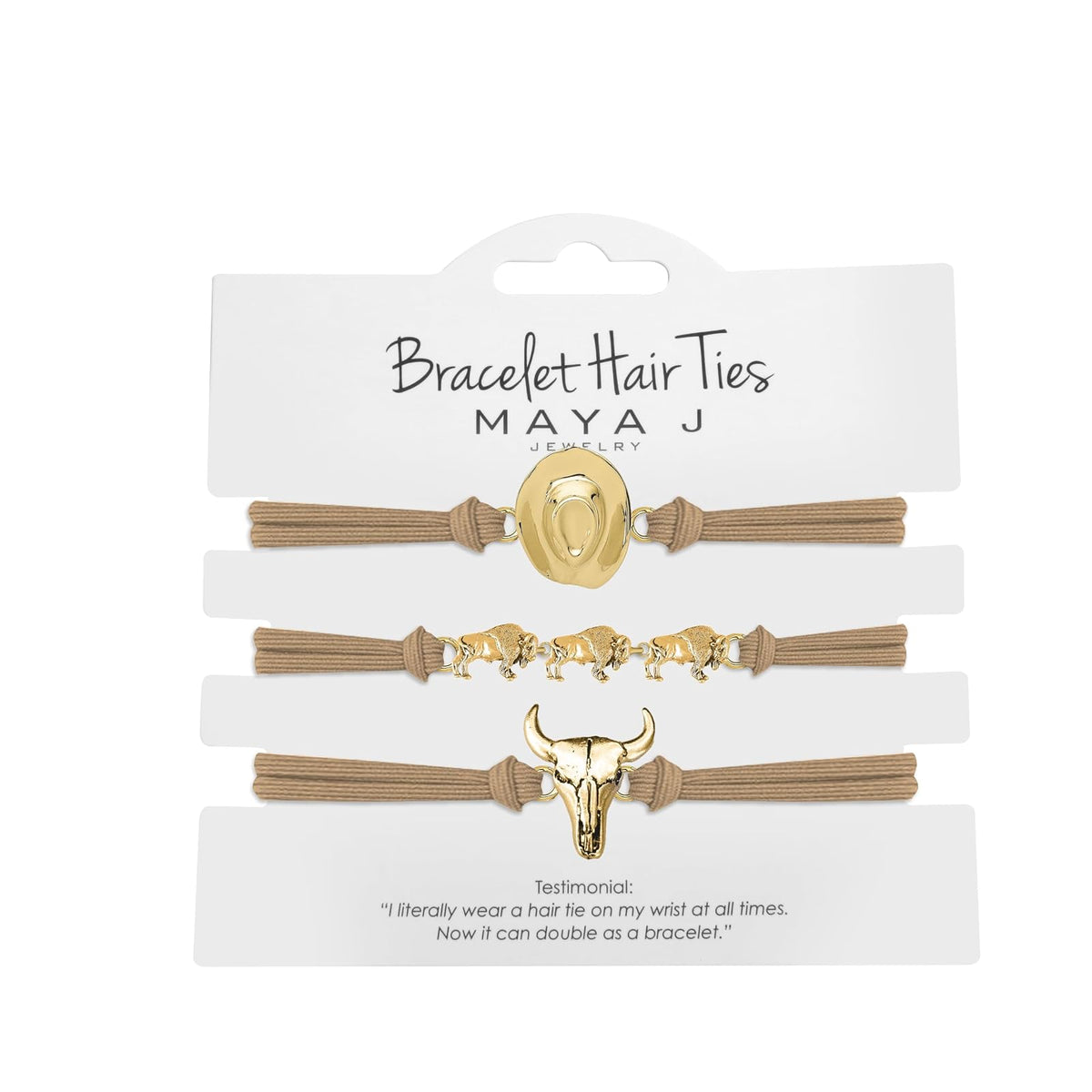 Maya J Hair Tie, 1 Count (Pack of 3), Beige Elastic