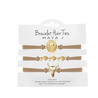 Maya J Hair Tie, 1 Count (Pack of 3), Beige Elastic