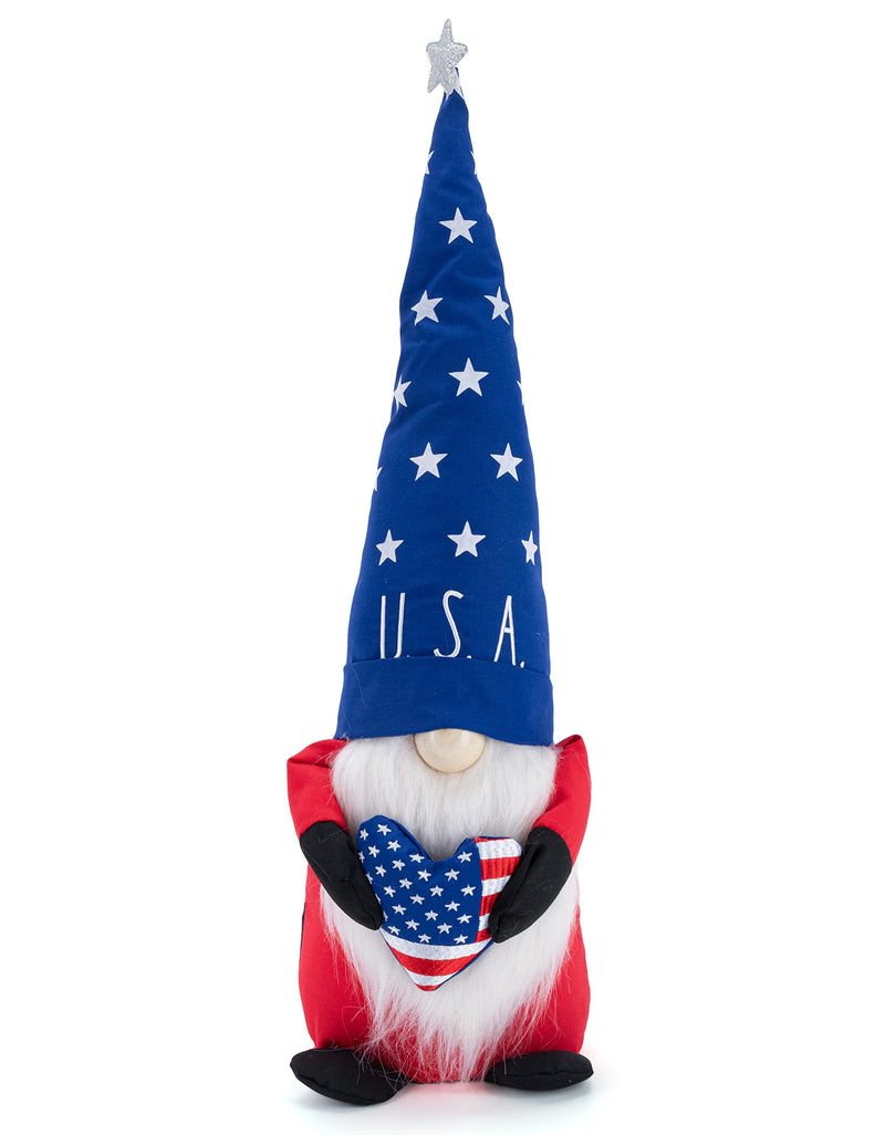 Rae Dunn Fourth of July Gnome - July 4th Decor for Home - Patriotic Memorial Day Kitchen Decoration - Gnome Plush Wine Cover - Gnome Decor and Gnome Gifts (4th of July Gnome)