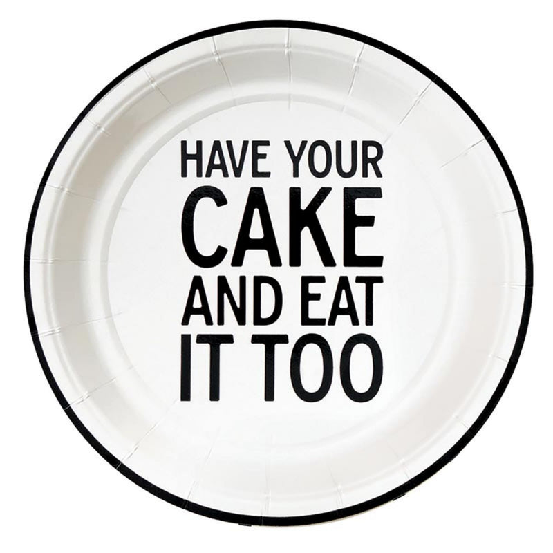 Santa Barbara Design Studio Disposable Dessert Plate Pack Round Paper Plates, 7" Diameter, Have Your Cake, 8-Count