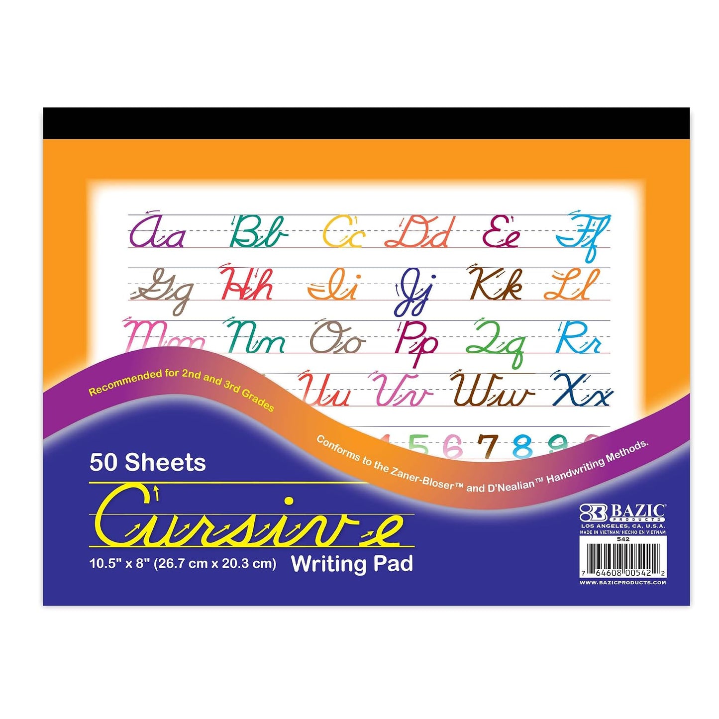BAZIC Cursive Writing Pad, 10.5 x 8 Inch