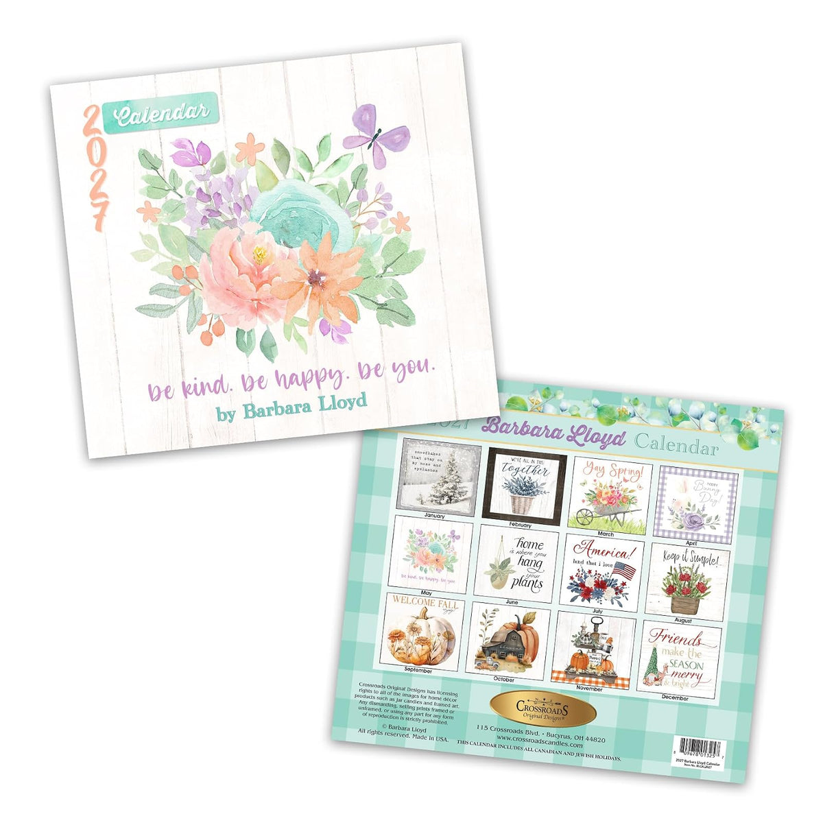 CROSSROADS ORIGINAL DESIGNS Calendar, 23.5 X 13, Multi Color