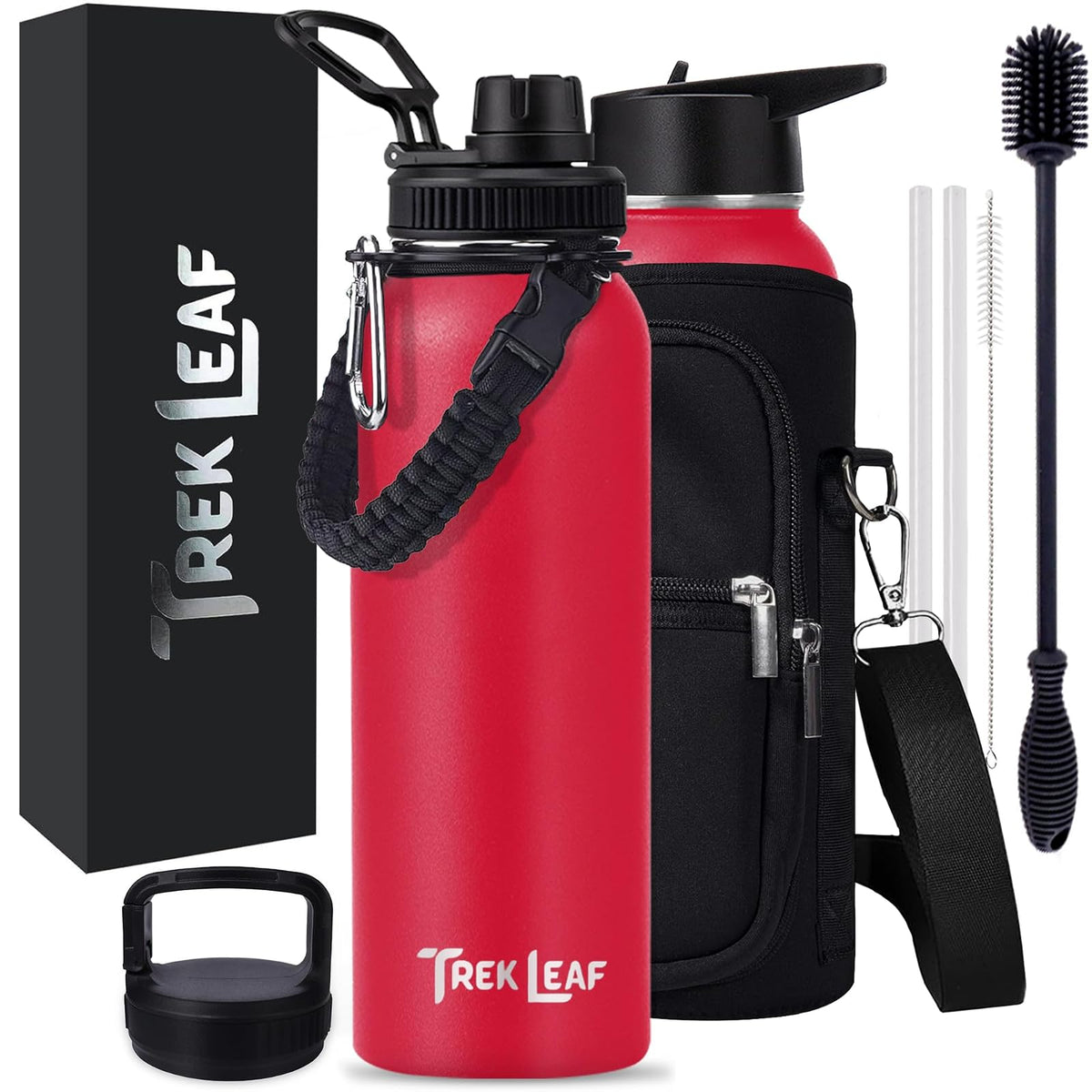 Trek Leaf Bottle, 40 Ounces, Red