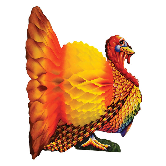 Beistle Tissue Paper Turkey Centerpiece Thanksgiving Party Autumn Fall Harvest Home Decor, Pkg/1