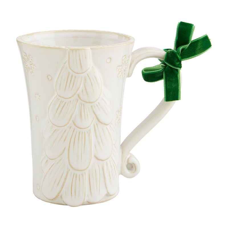 Mud Pie White Christmas Mug, Tree, 12 oz