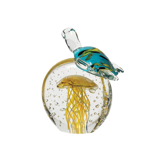Beachcombers Turtle and Jellyfish Figurine, 5.90-Inch Height, Glass
