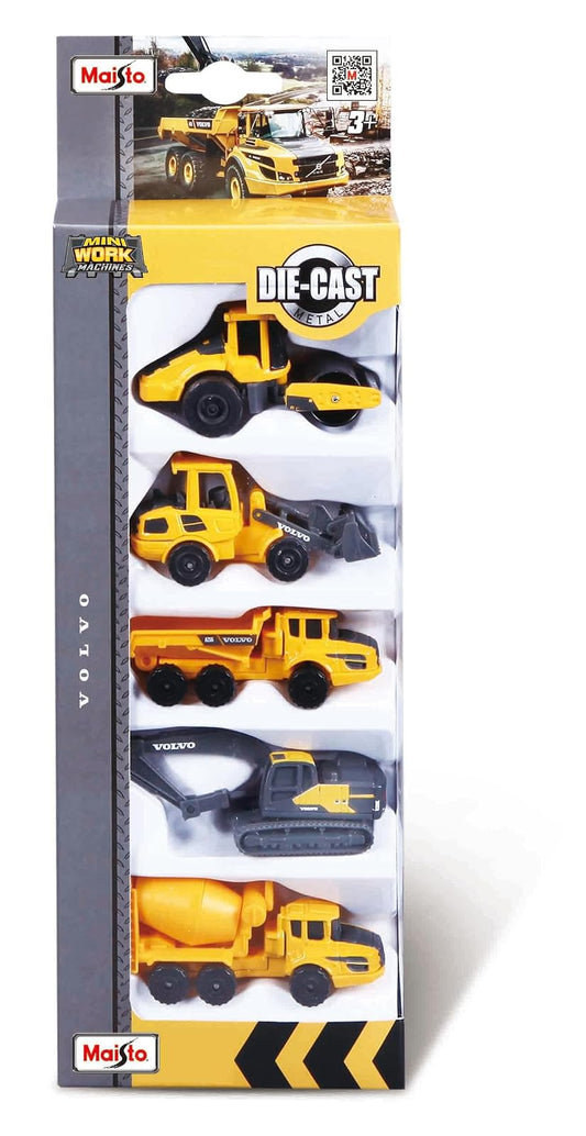 Maisto M12375 1/72 Fresh Metal-Blister 5 camions de chantier Volvo car, Yellow