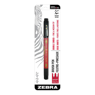 Zebra Pen Zensations Brush Pen, Double Ended, Medium and Fine Brush Tip, Black Water-Resistant Ink, 1-Pack