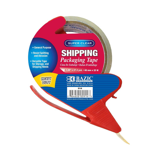 BAZIC 1.88" x 27.3 Yards Super Clear Heavy Duty Packing Tape with Dispenser