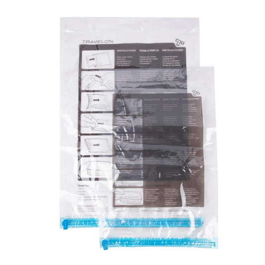 Travelon Set of 2 Compression Packing Bags, Clear, 1 Medium/1Large