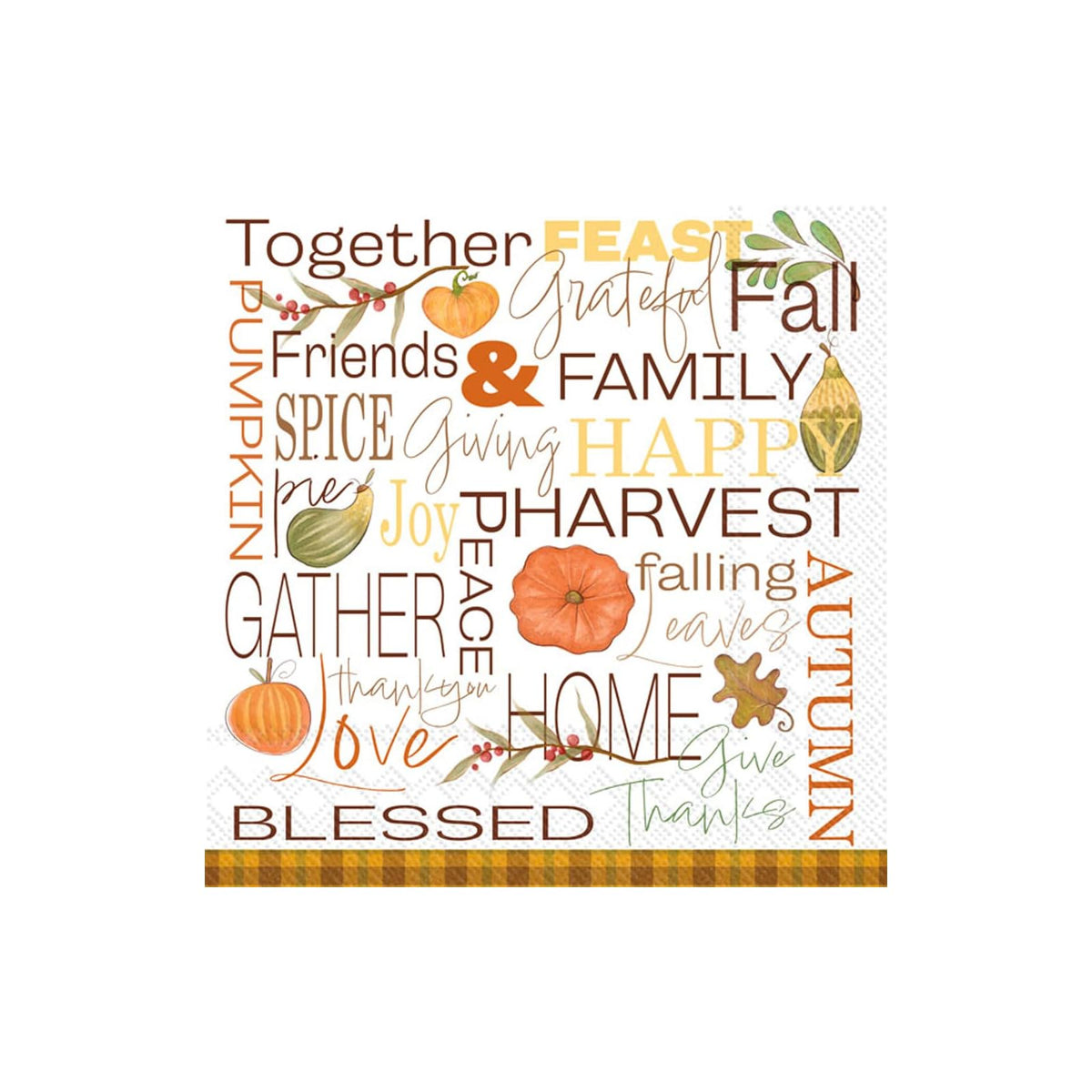 ihr SINCE 1977 Disposable Napkin, 5" x 5", Fall Words