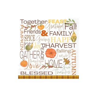 ihr SINCE 1977 Disposable Napkin, 5" x 5", Fall Words
