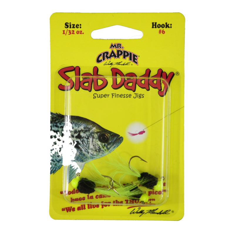 Blakemore TTI Fishing Co Mr Crappie Slab Daddy Hook-Pack of 3 (Chartreuse/Black/Chartreuse, 1/32 Ounce)