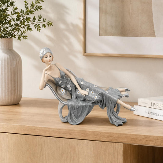 Comfy Hour 8 Inch Victorian Lady Figurine, Reclining Chair Statue