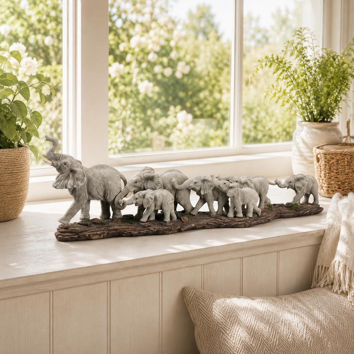 Comfy Hour 15.55 Inch Elephant Statue, Elephant Decor, Family Figurine