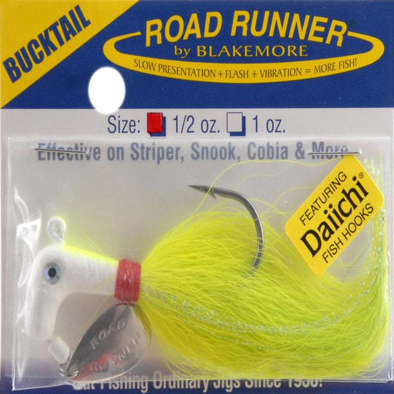 Road Runner Rdrun Buck Tail Fishing-Equipment, 1/2 oz, Chartreuse/Red