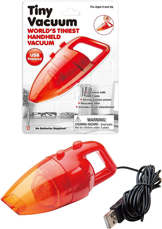 Master Toys Playmaker Toys Playmaker Tiny Vacuum - World's Tiniest Handheld Vacuum - USB Powered Real Working Mini Vacuum - Great Office Gift, Red