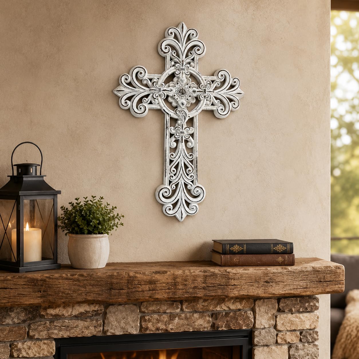 Comfy Hour 12 Inch Cross Wall Decor, White Wall Cross