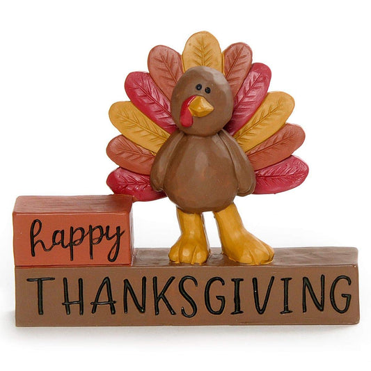 Blossom Bucket 216-13292 Happy Thanksgiving Block with Turkey Decorative Sign