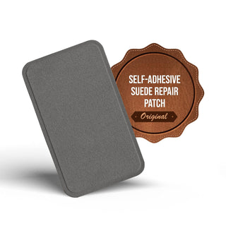 MASTAPLASTA Fabric Applique Patch, 4in x 2.4in, E. GRAY SUEDE