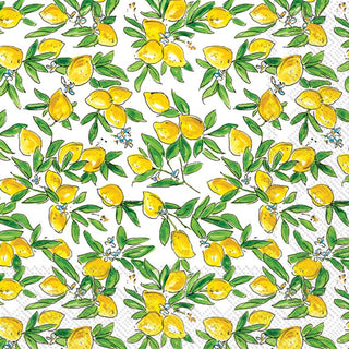 Boston International IHR 3-Ply Paper Napkins Rosanne Beck Collections, 20-Count Cocktail Size, Lemons Allover