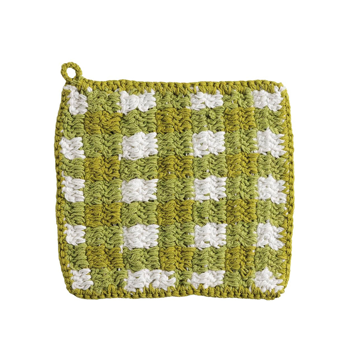 Mud Pie Pot Holder, 8" x 8", Green Check