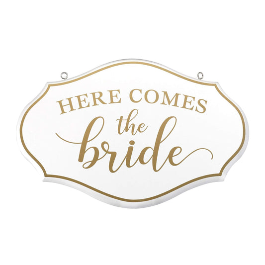 Blue Sky Clayworks Lillian Rose Comes The Bride Flower Girl Ring Bearer Sign, 11"x7", White