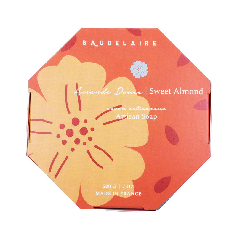 Baudelaire PS Sweet Almond Bath Bar with Shea Butter in a Gift Box, 7oz French-milled Soap