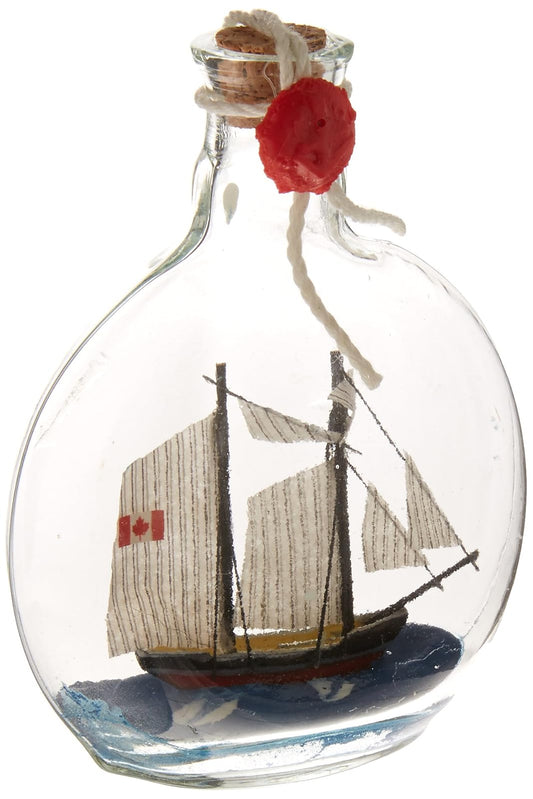 Hampton Iron BluenoseBottle4-x Bluenose Sailboat in A Glass Bottle Christmas Ornament, 4"