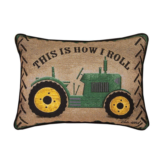 Manual Woodworkers Green Tractor This is How I ROLL RECTANGLUAR Pillow 18" X 13"