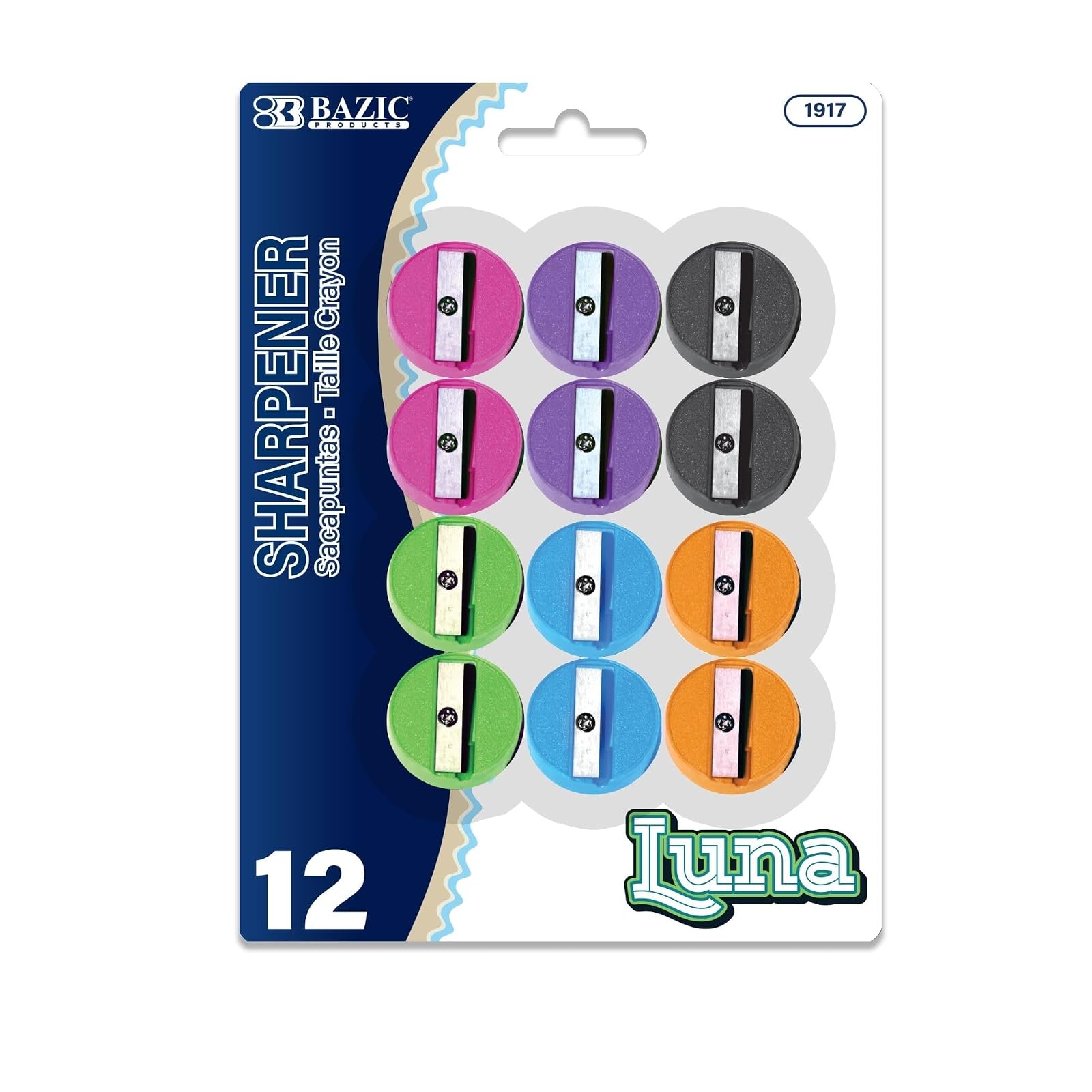 BAZIC Pencil Sharpener Single Hole Blade, Standard Size Pencils Crayon, Round One Blades Sharpeners for School, Total 12 Count
