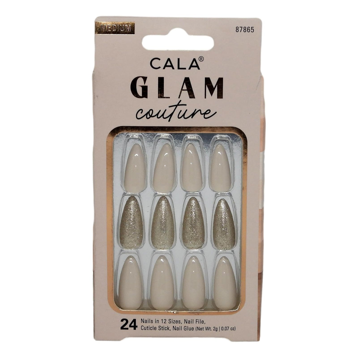Cala False Nail, Medium, glitter