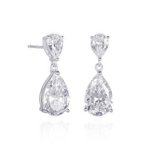 Diamond Treats Earring, 8mm x 23mm, Clear-Silver