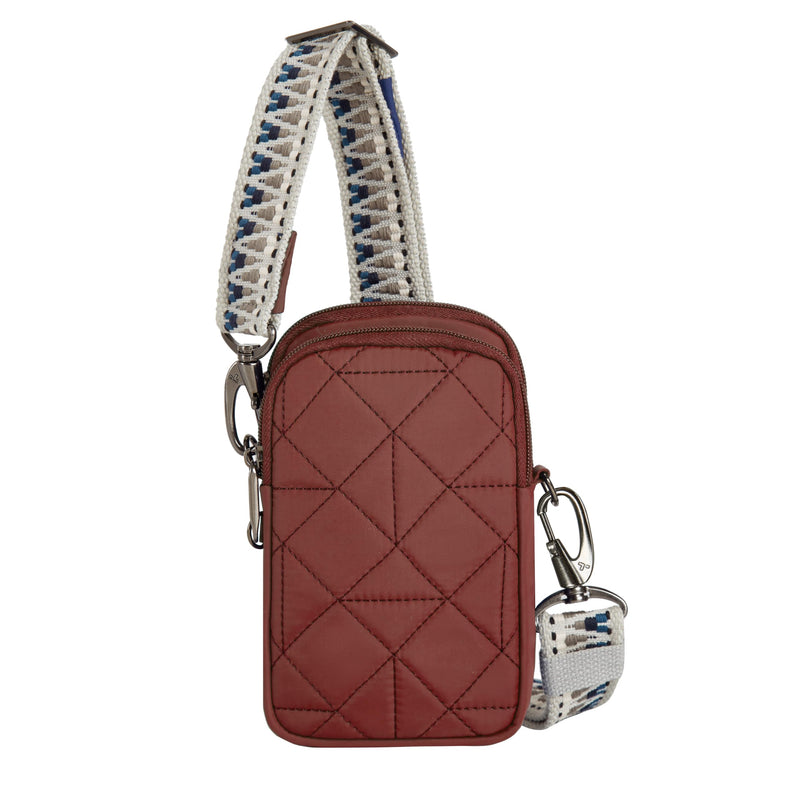 Travelon Boho Anti-Theft 2 Compartment Phone Crossbody, Paprika