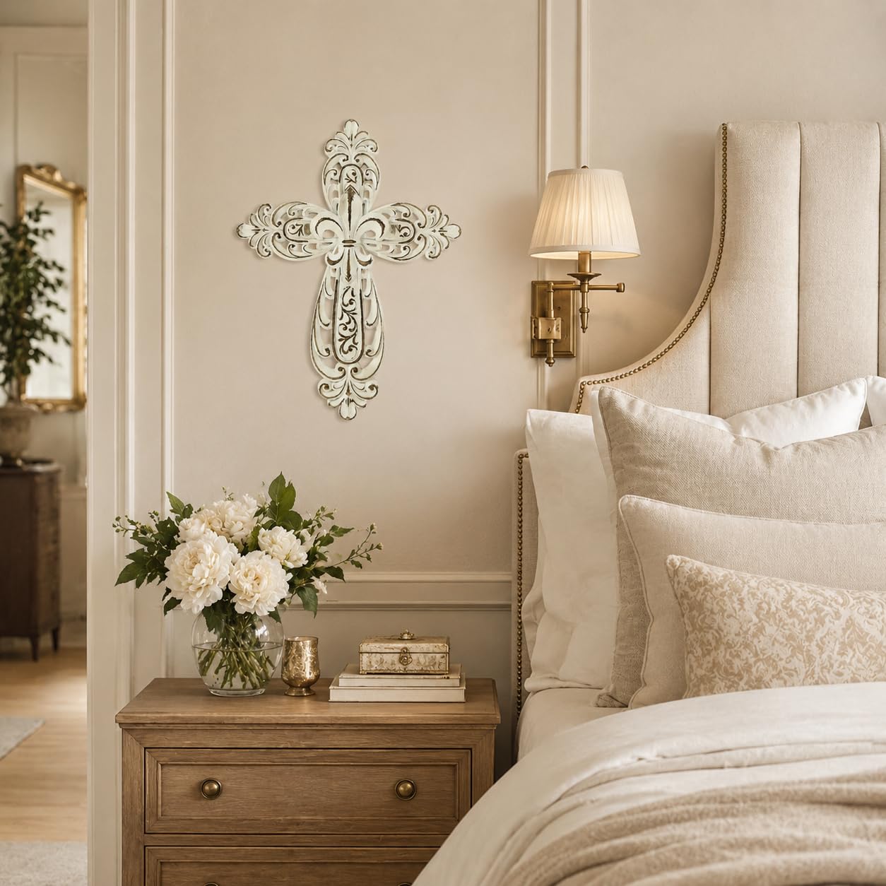 Comfy Hour 12 Inch Cross Wall Decor, White Cross for Wall