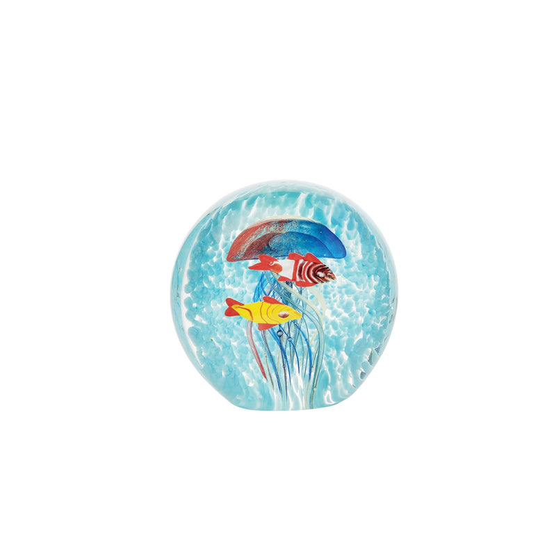 Beachcombers B24771 Orange and Blue Jellyfish Paperweight, 4.53-inch Diameter