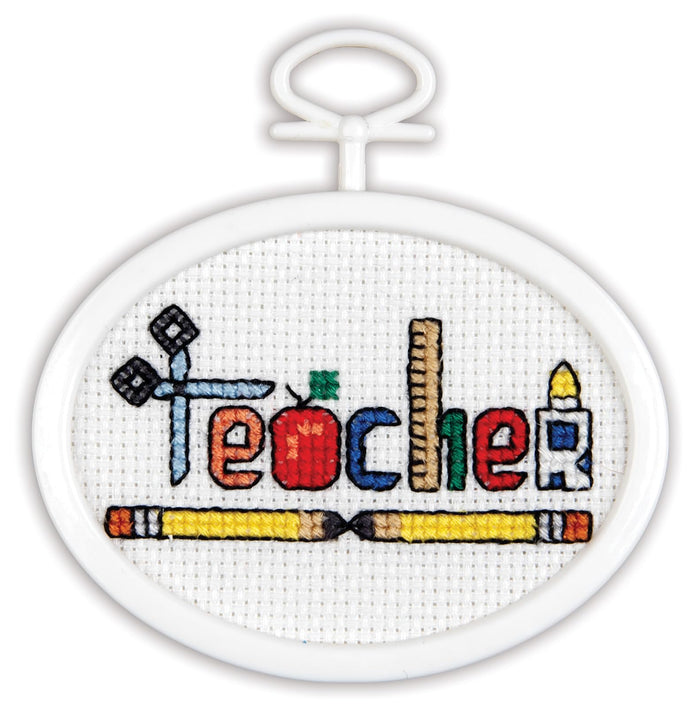 Tobin Janlynn Mini Cross Stitch Kit 2.75" Oval-Teacher (18 Count)