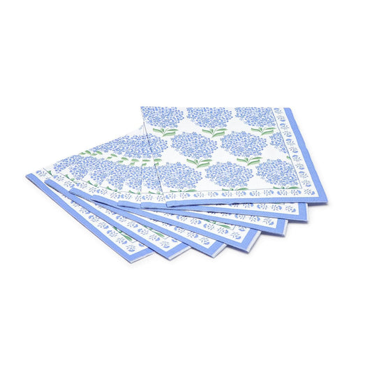 Two's Company Hydrangea 3-Ply Paper Napkins - Elegant Floral Design Cocktail Napkin Set, 20 Pack - Perfect for Special Occasions and Everyday Use