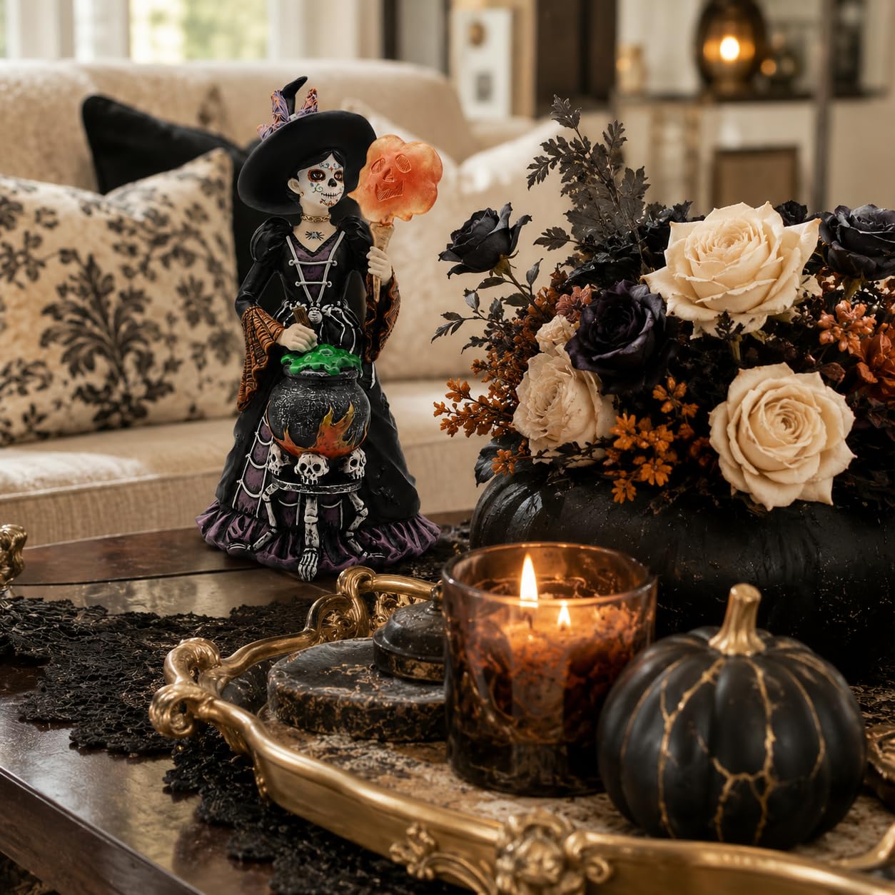 Comfy Hour 8.3 Inch Day of the Dead Witch Figurine, Catrina Decor