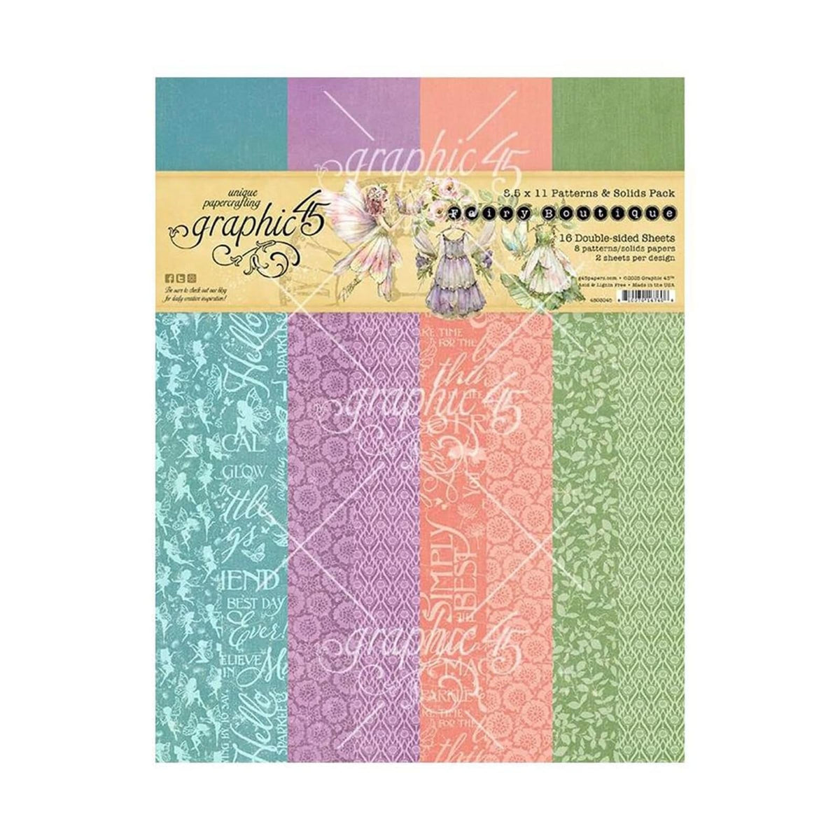 Graphic 45 Sheet Paper, 8.5x11, Multicolor