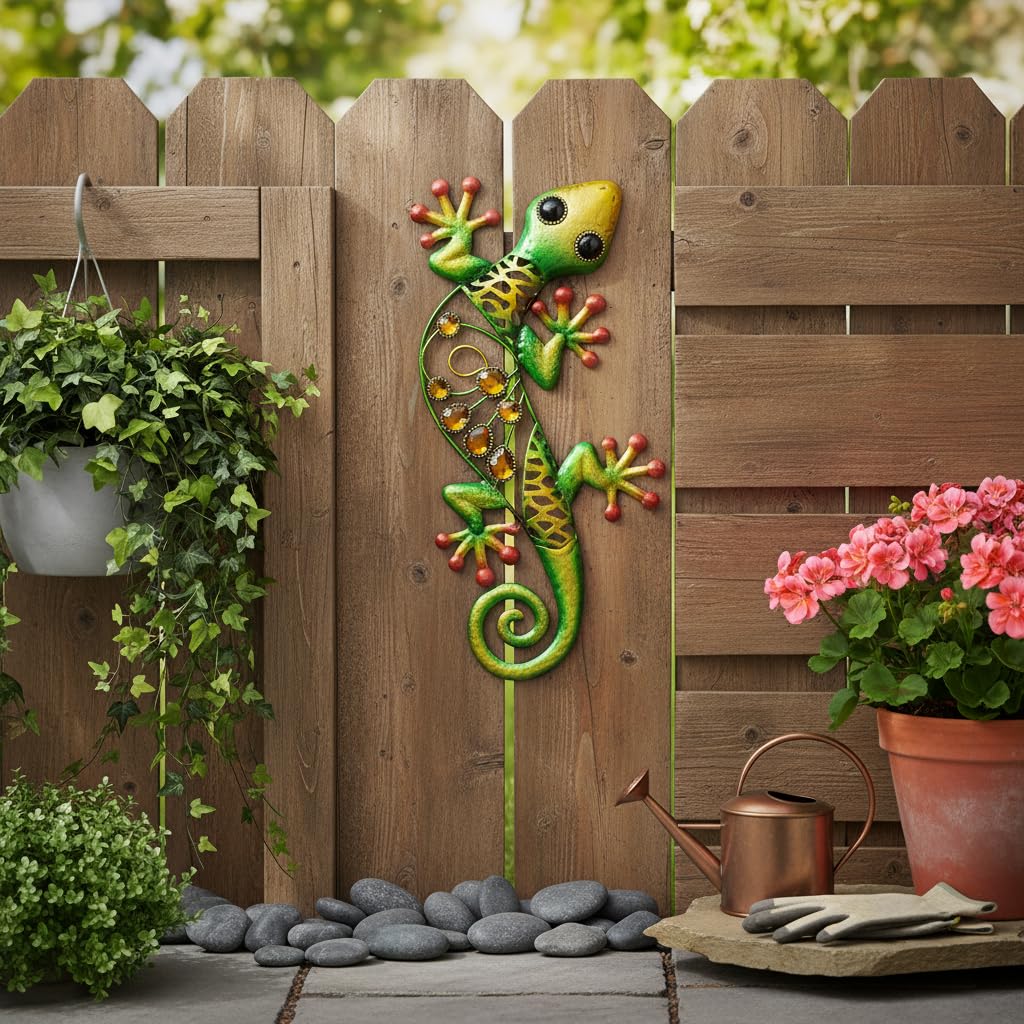 Comfy Hour Gecko Wall Art Collection 15" Metal Art Lizard Wall Decor
